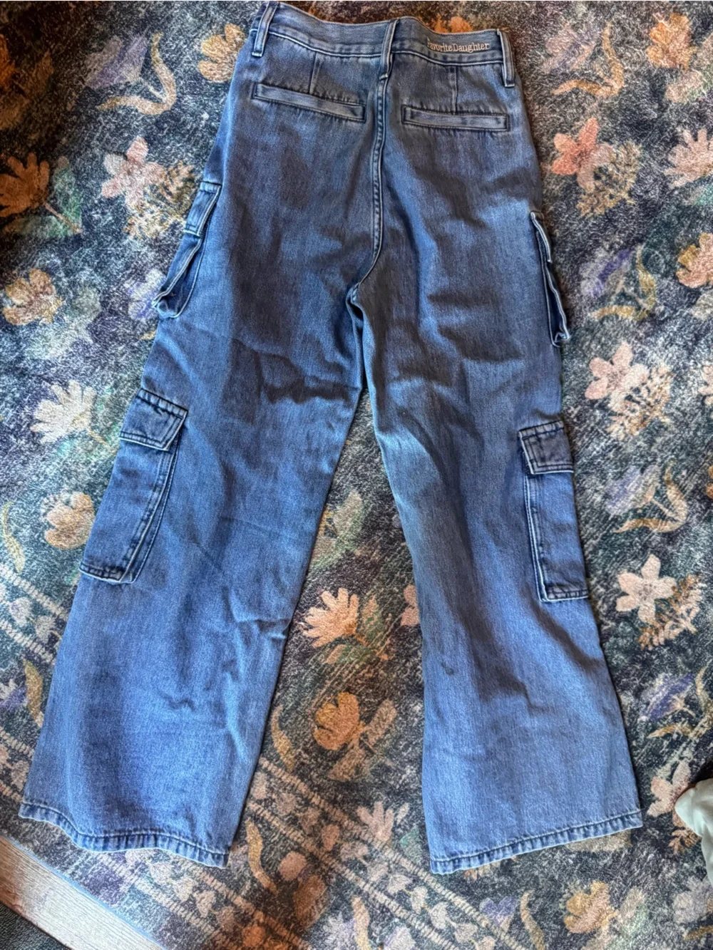 Favorite Daughter the Carly Shortie Blue Wide-Leg Cargo Jeans